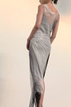 marc le bihan sleeveless dress gray-black 21007 ivort black